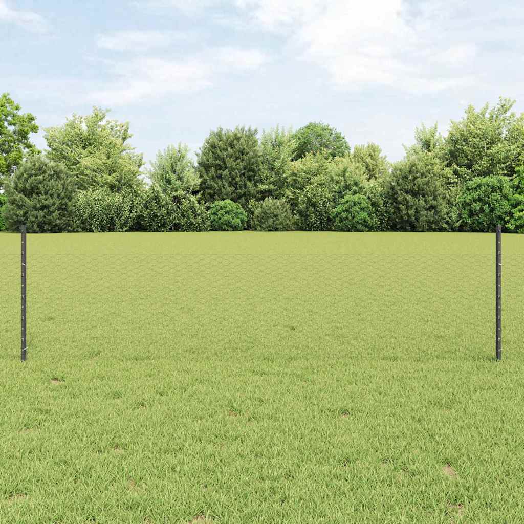 Hatszögletű kerítés oszlopokkal 10 x 0,5 m PVC-bevonatos acél