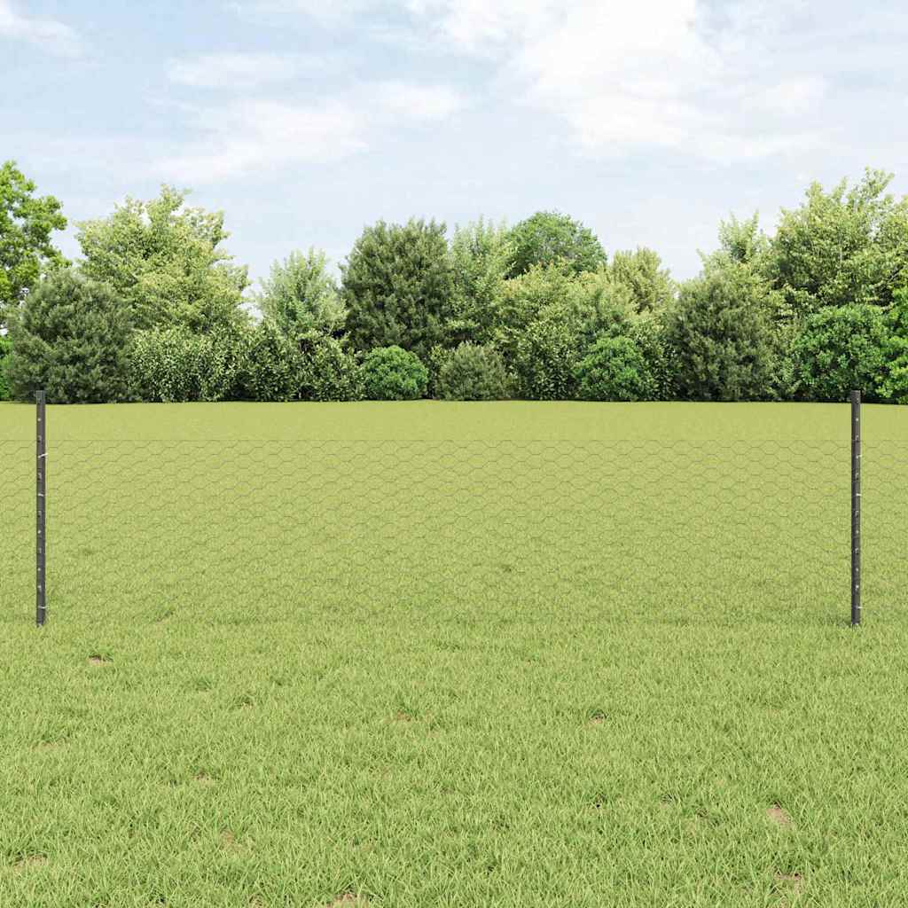Hatszögletű kerítés oszlopokkal 10 x 0,5 m PVC-bevonatos acél