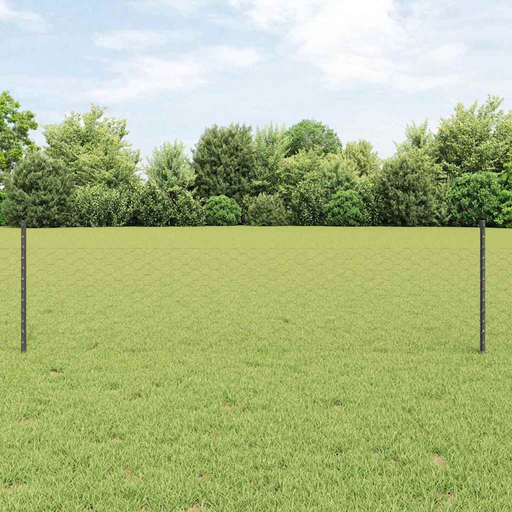 Hatszögletű kerítés oszlopokkal 10 x 0,5 m PVC-bevonatos acél