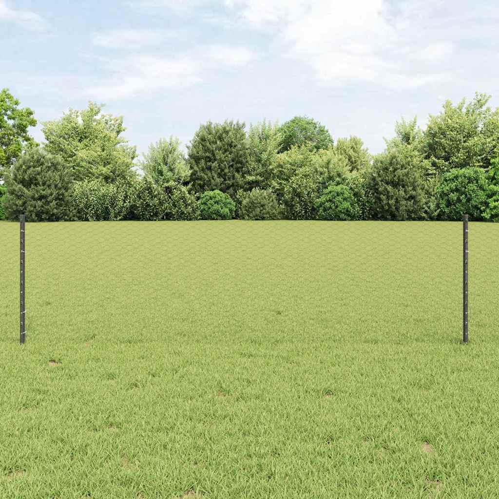 Hatszögletű kerítés oszlopokkal 10 x 0,6 m PVC-bevonatos acél