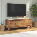 TV állvány fiókkal Természetes 110 x 35 x 40 cm Tömör Teakfa 4