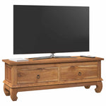 TV állvány fiókkal Természetes 110 x 35 x 40 cm Tömör Teakfa 3