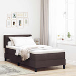 Boxrugós ágy fejtámlával Sötét Barna 200 x 100 cm szövet