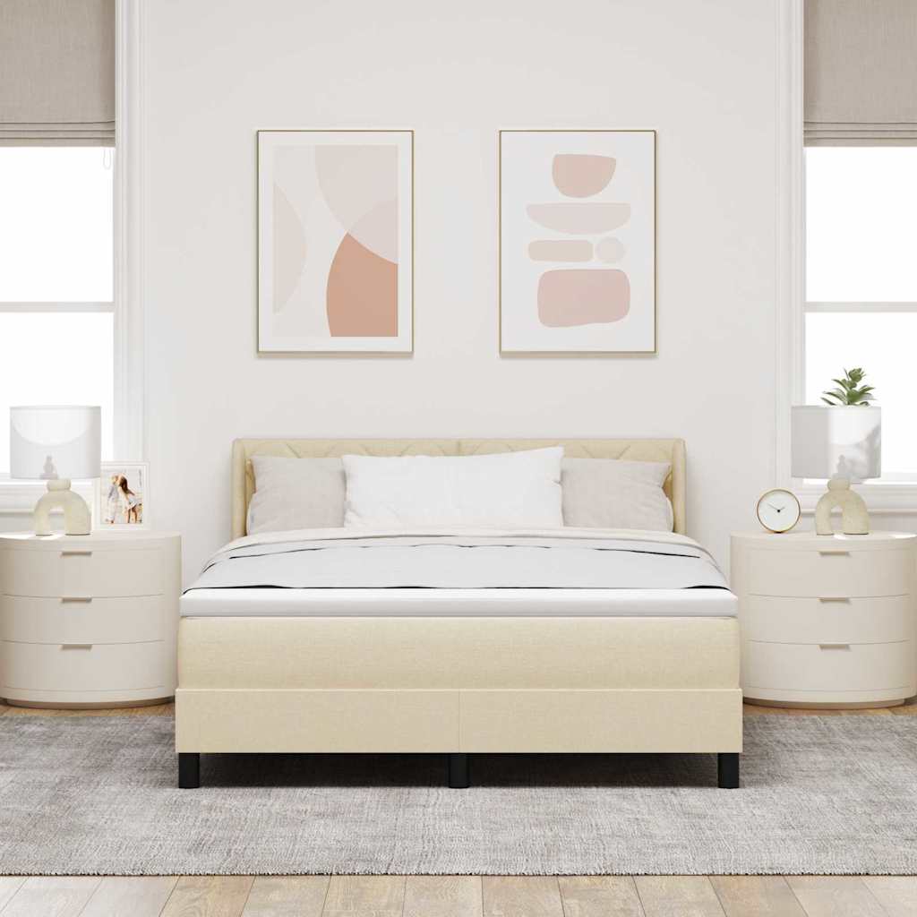 Boxrugós ágy fejtámlával Krém 190 x 140 cm szövet 3