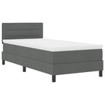 Boxrugós ágy LED szalagokkal Sötétszürke 100 x 200 cm szövet 2