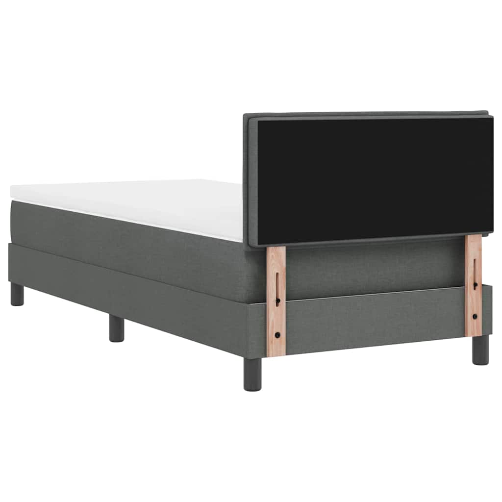Boxrugós ágy LED szalagokkal Sötétszürke 100 x 200 cm szövet 10