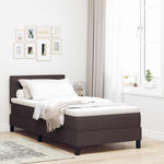 Boxrugós ágy matracmal leddel Sötét Barna 100 x 200 cm szövet