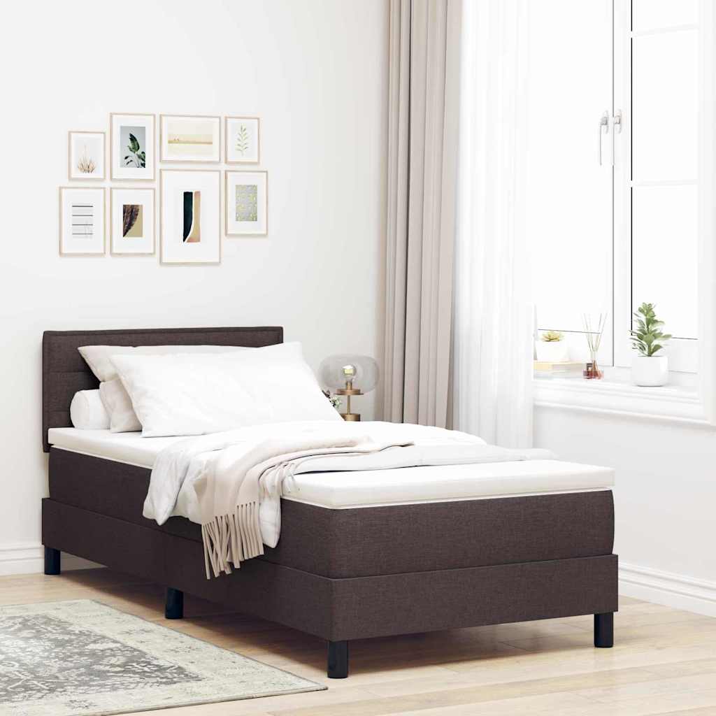 Boxrugós ágy matracmal leddel Sötét Barna 100 x 200 cm szövet