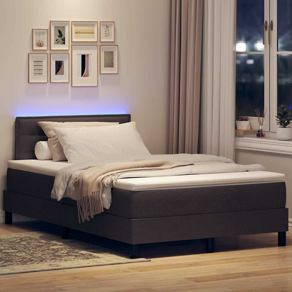 Boxrugós ágy matracmal leddel Sötét Barna 120 x 200 cm szövet 5