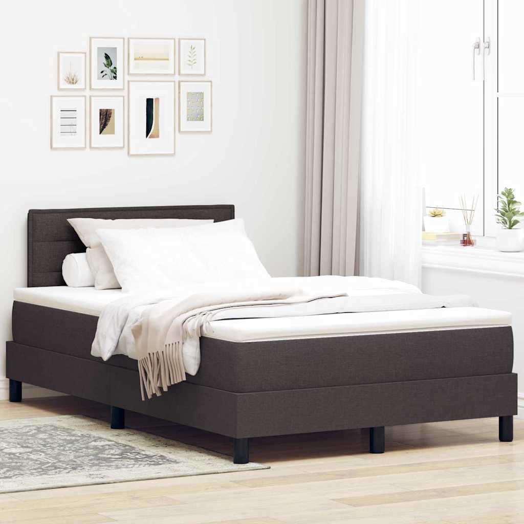 Boxrugós ágy matracmal leddel Sötét Barna 120 x 200 cm szövet