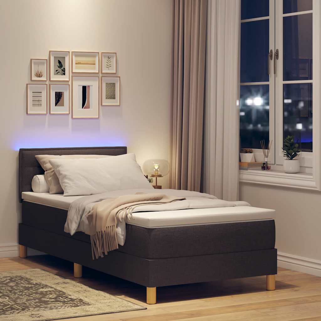 LED Box Spring Ágy fejtámlával Sötét Barna 100 x 200 cm szövet 5