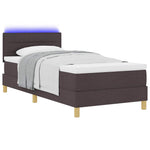 LED Box Spring Ágy fejtámlával Sötét Barna 100 x 200 cm szövet 3