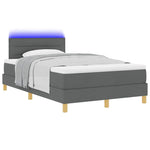 LED Box Spring Ágy fejtámlával Sötétszürke 120 x 190 cm szövet 3