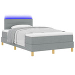 LED Box Spring Ágy Világosszürke 120 x 200 cm szövet 3
