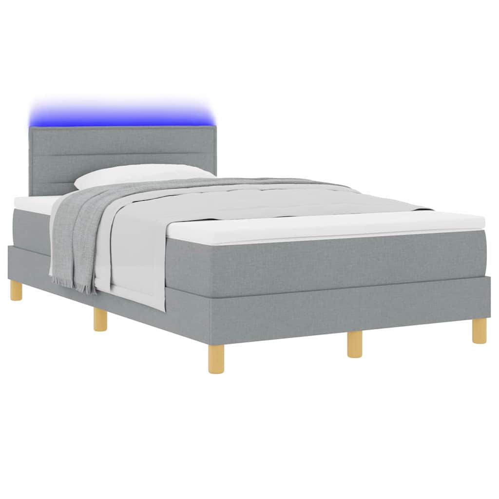 LED Box Spring Ágy Világosszürke 120 x 200 cm szövet 3