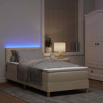 LED Box Spring Ágy fejtámlával Krém 90 x 200 cm szövet 5