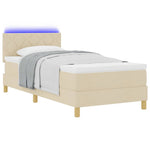 LED Box Spring Ágy fejtámlával Krém 90 x 200 cm szövet 3