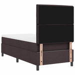 Boxrugós ágy matracmal leddel sötétbarna 80 x 200 cm szövet 10
