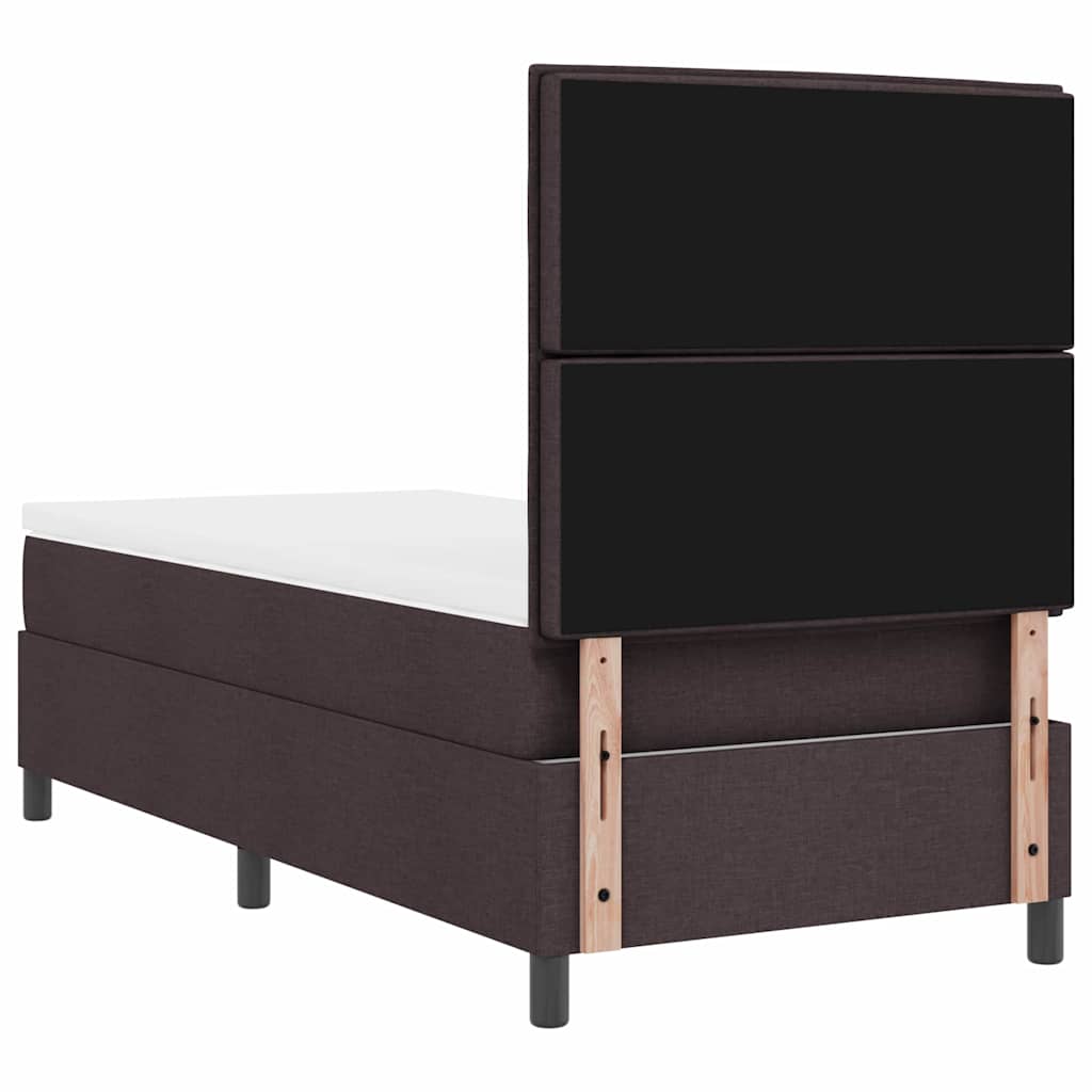 Boxrugós ágy matracmal leddel sötétbarna 80 x 200 cm szövet 10