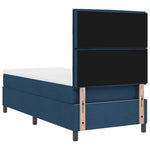 Boxrugós ágy matracmal leddel Kék 80 x 200 cm szövet 10