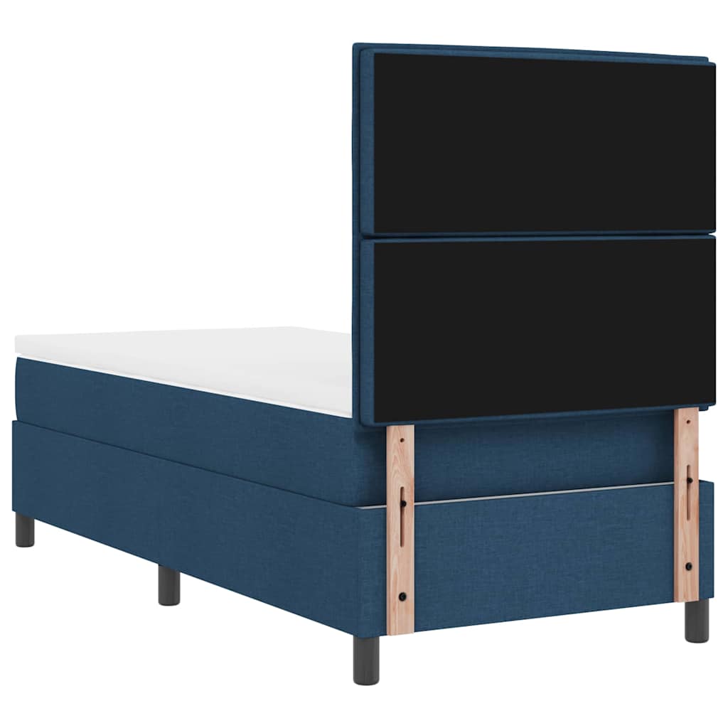 Boxrugós ágy matracmal leddel Kék 80 x 200 cm szövet 10