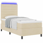Boxrugós ágy matracmal leddel Krém 100 x 200 cm szövet 3