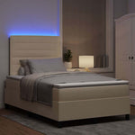 Boxrugós ágy matracmal leddel Krém 120 x 190 cm szövet 5