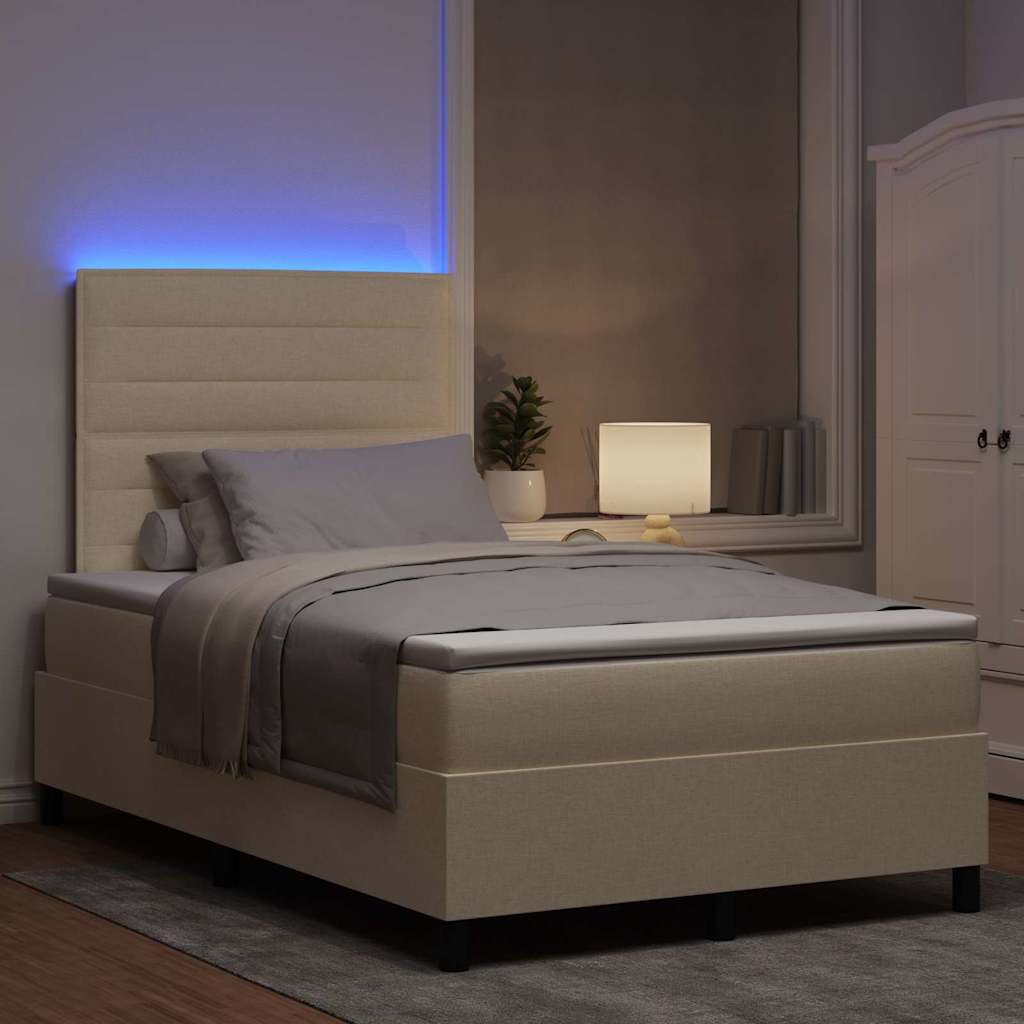 Boxrugós ágy matracmal leddel Krém 120 x 190 cm szövet 5