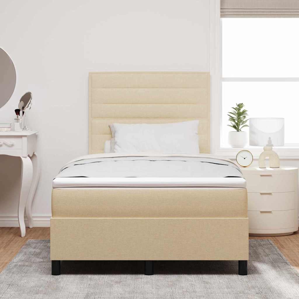 Boxrugós ágy matracmal leddel Krém 120 x 190 cm szövet 4