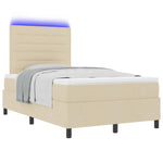Boxrugós ágy matracmal leddel Krém 120 x 190 cm szövet 3