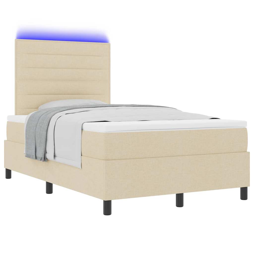 Boxrugós ágy matracmal leddel Krém 120 x 190 cm szövet 3