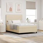 Boxrugós ágy matracmal leddel Krém 160 x 200 cm szövet