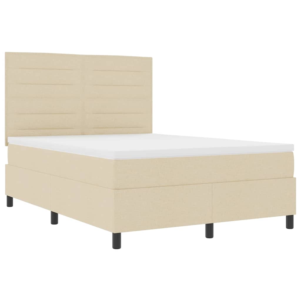 Boxrugós ágy matracmal leddel Krém 160 x 200 cm szövet 6
