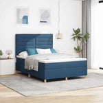 LED Box Spring Ágy fejtámlával Kék 160 x 200 cm szövet