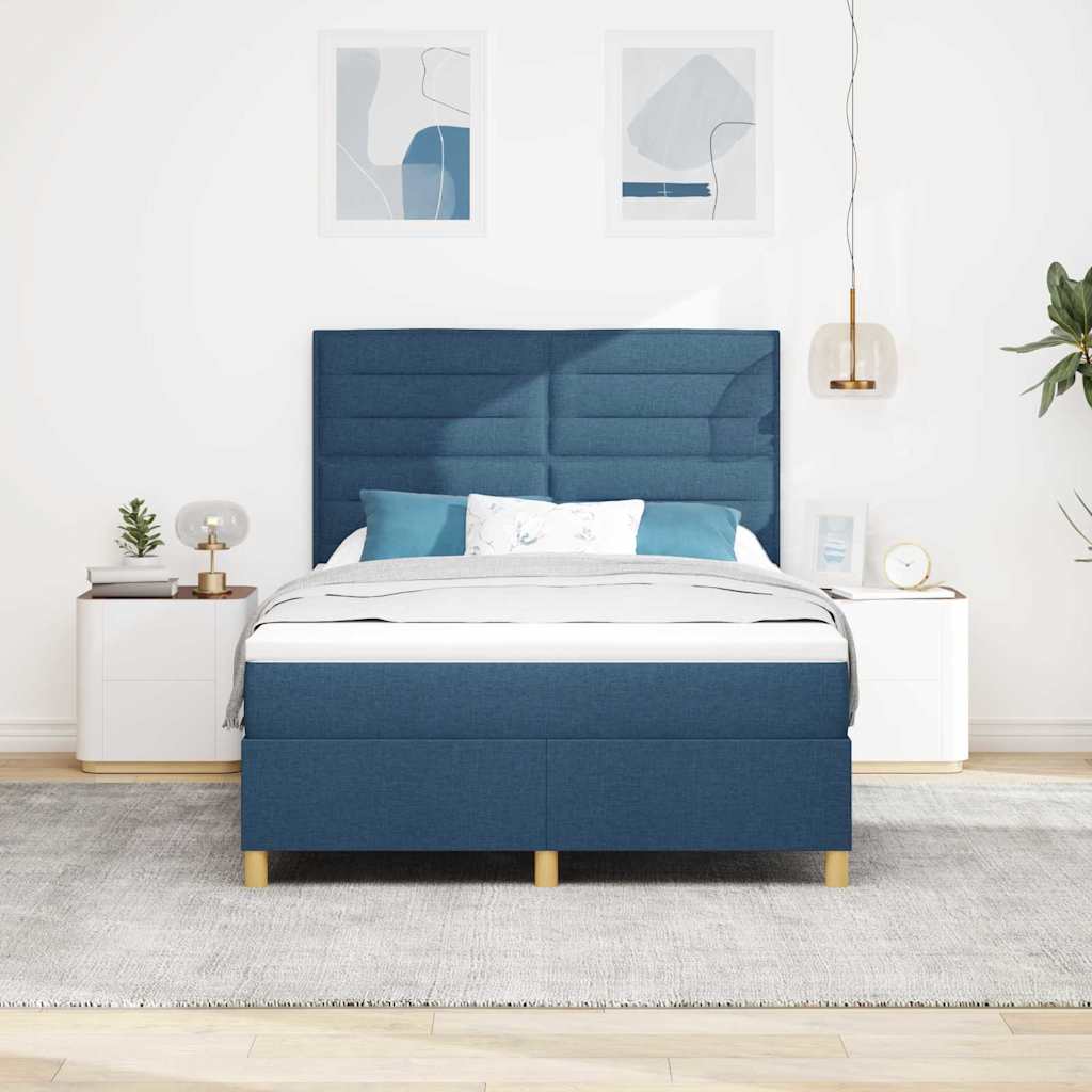 LED Box Spring Ágy fejtámlával Kék 160 x 200 cm szövet 4