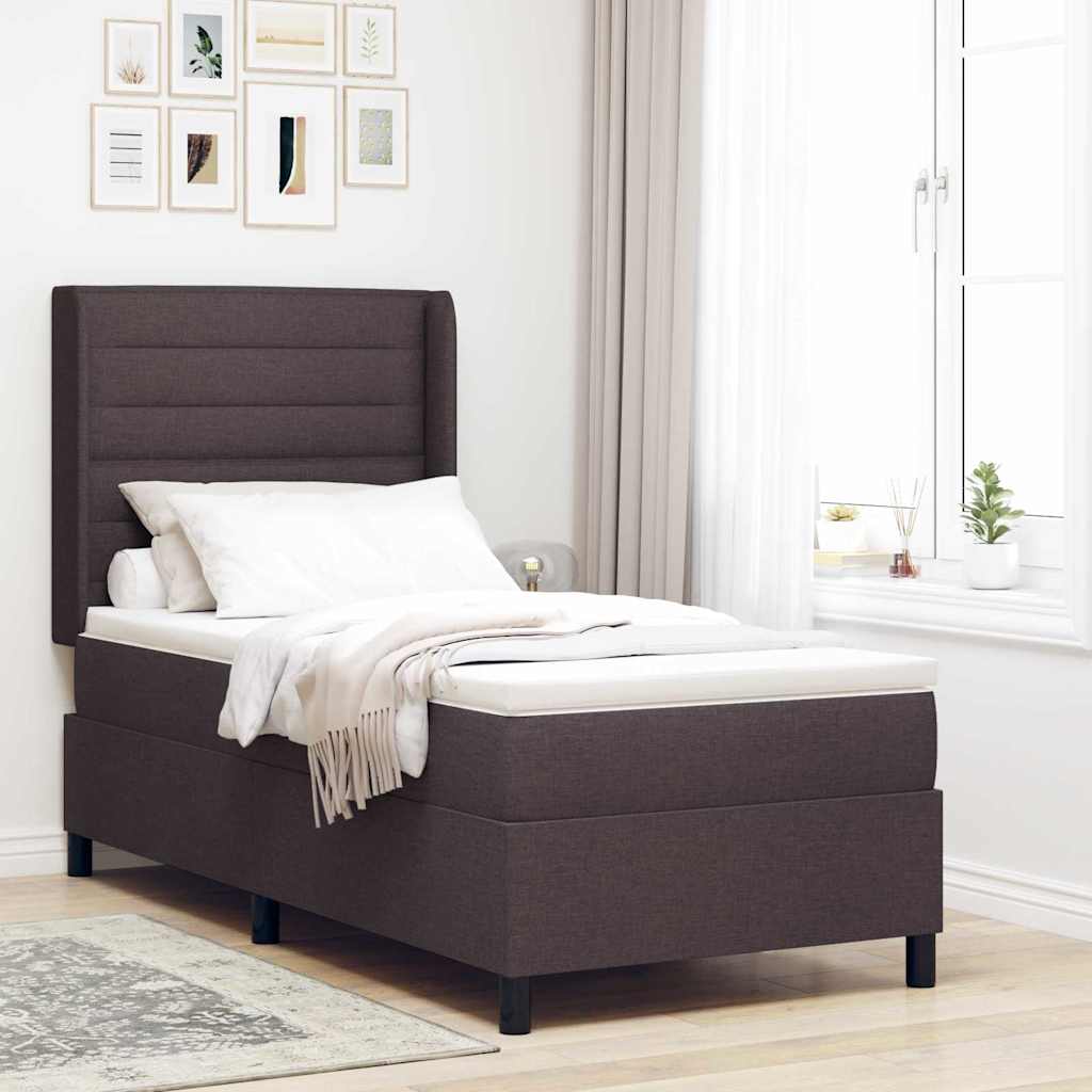 LED Box Spring Ágy matracmal Sötét Barna 80 x 200 cm szövet