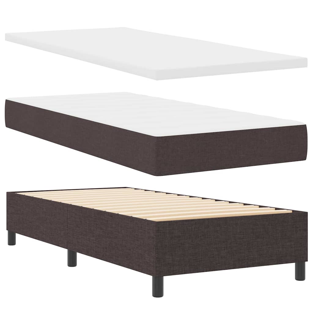 LED Box Spring Ágy matracmal Sötét Barna 80 x 200 cm szövet 6