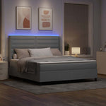 LED Box Spring Ágy matracmal Világosszürke 180 x 200 cm szövet 5
