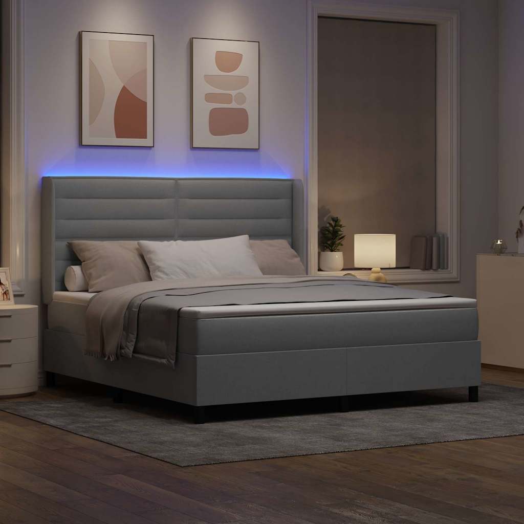 LED Box Spring Ágy matracmal Világosszürke 180 x 200 cm szövet 5