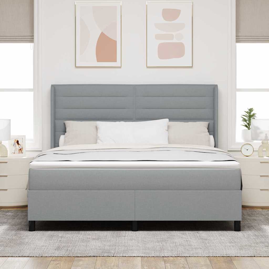 LED Box Spring Ágy matracmal Világosszürke 180 x 200 cm szövet 4