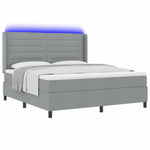 LED Box Spring Ágy matracmal Világosszürke 180 x 200 cm szövet 3