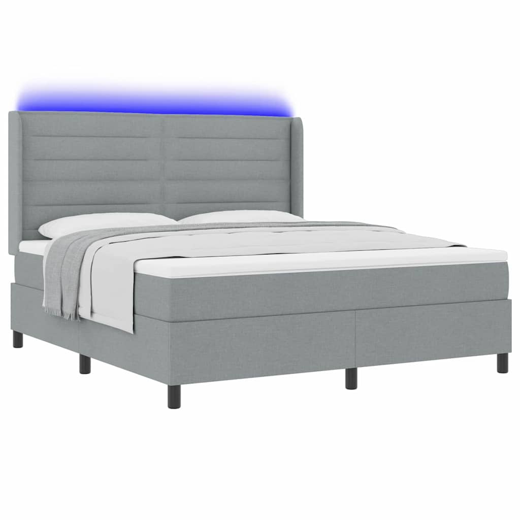 LED Box Spring Ágy matracmal Világosszürke 180 x 200 cm szövet 3