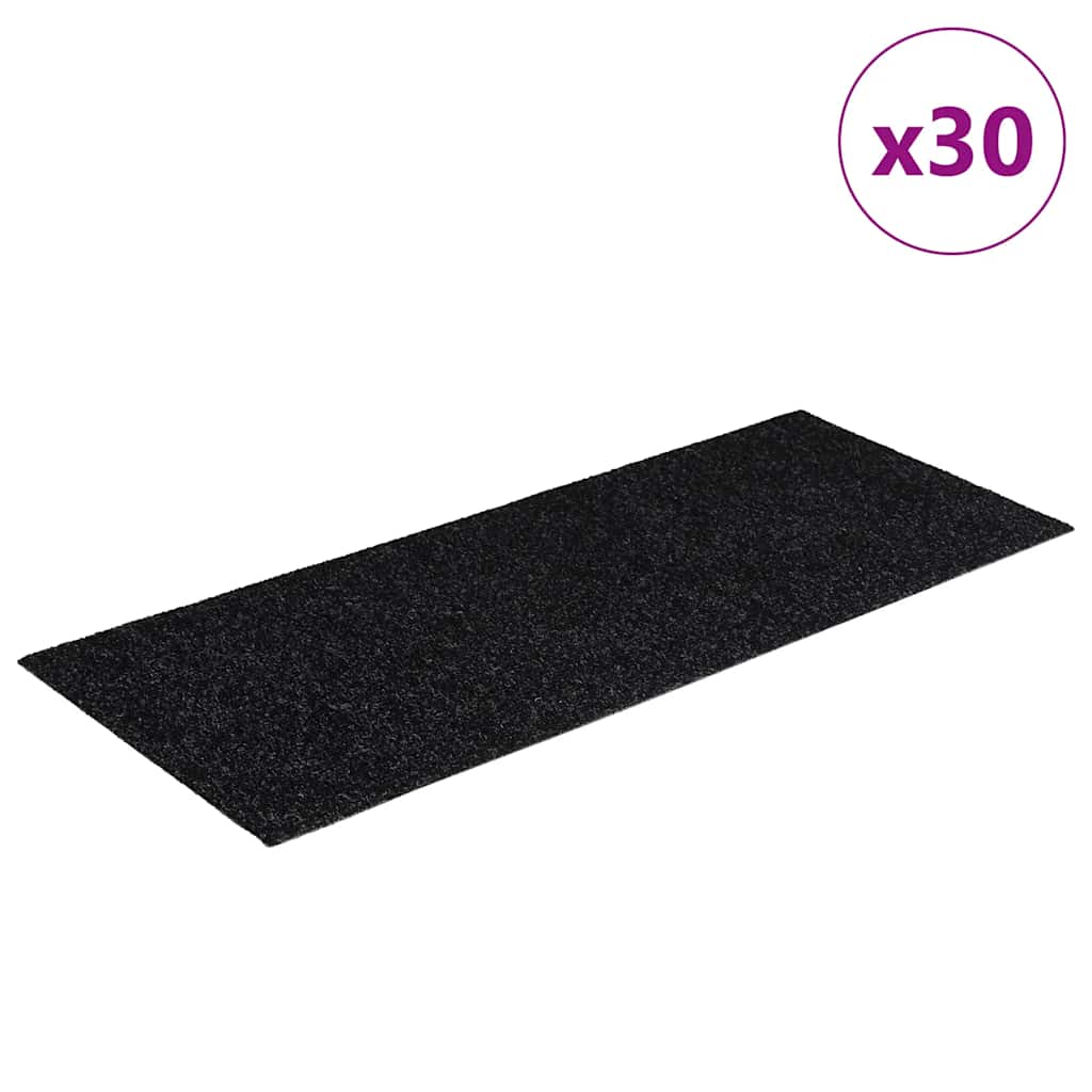 Öntapadós lépcsőszőnyegek, 30 db, 60 x 25 cm, fekete, téglalap alakú 2