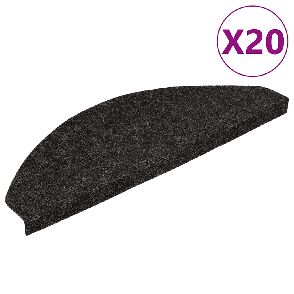 20 db fekete öntapadó lépcsőszőnyeg 56 x 17 x 3 cm 2