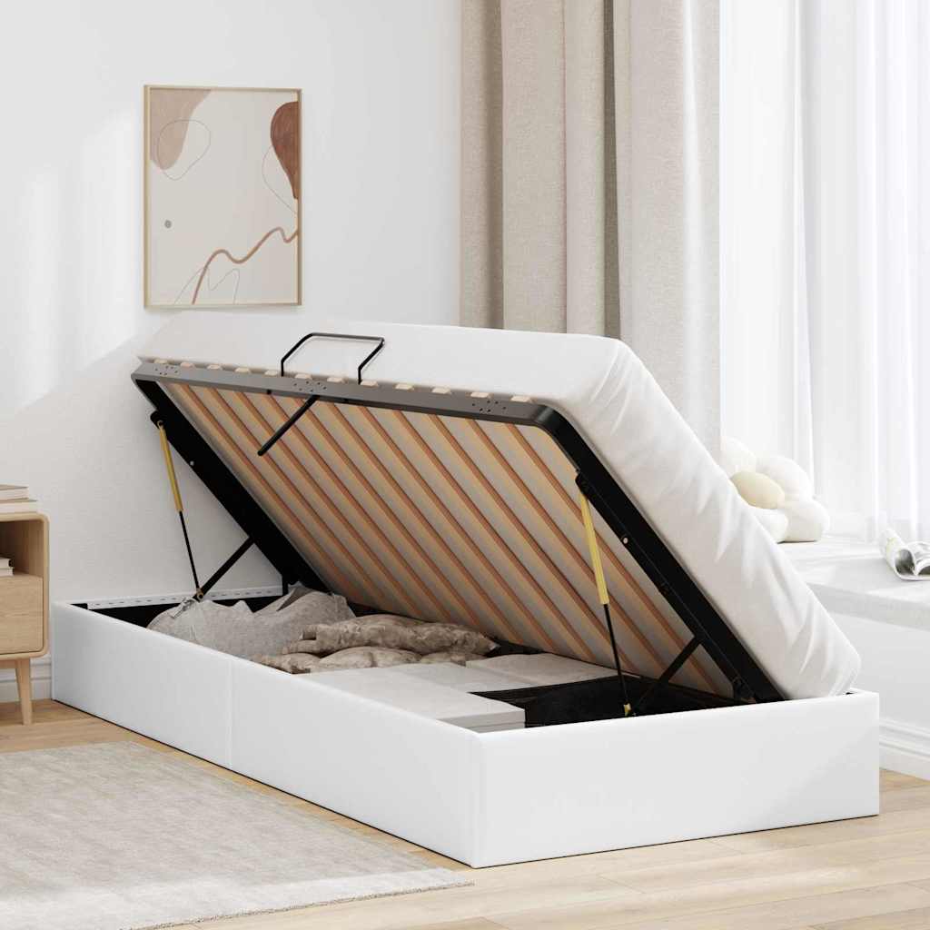 Tárolós Ágy Fehér 100 x 203 cm Műbőr 4