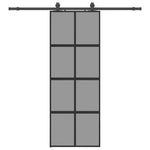 Fekete edzett üveg tolóajtó fémszerelék szettel 76x205 cm 2