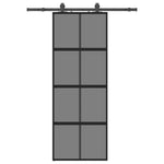 Fekete edzett üveg tolóajtó fémszerelék szettel 76x205 cm 2