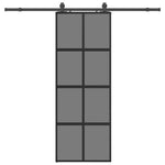 Fekete edzett üveg tolóajtó fémszerelék szettel 76x205 cm 2