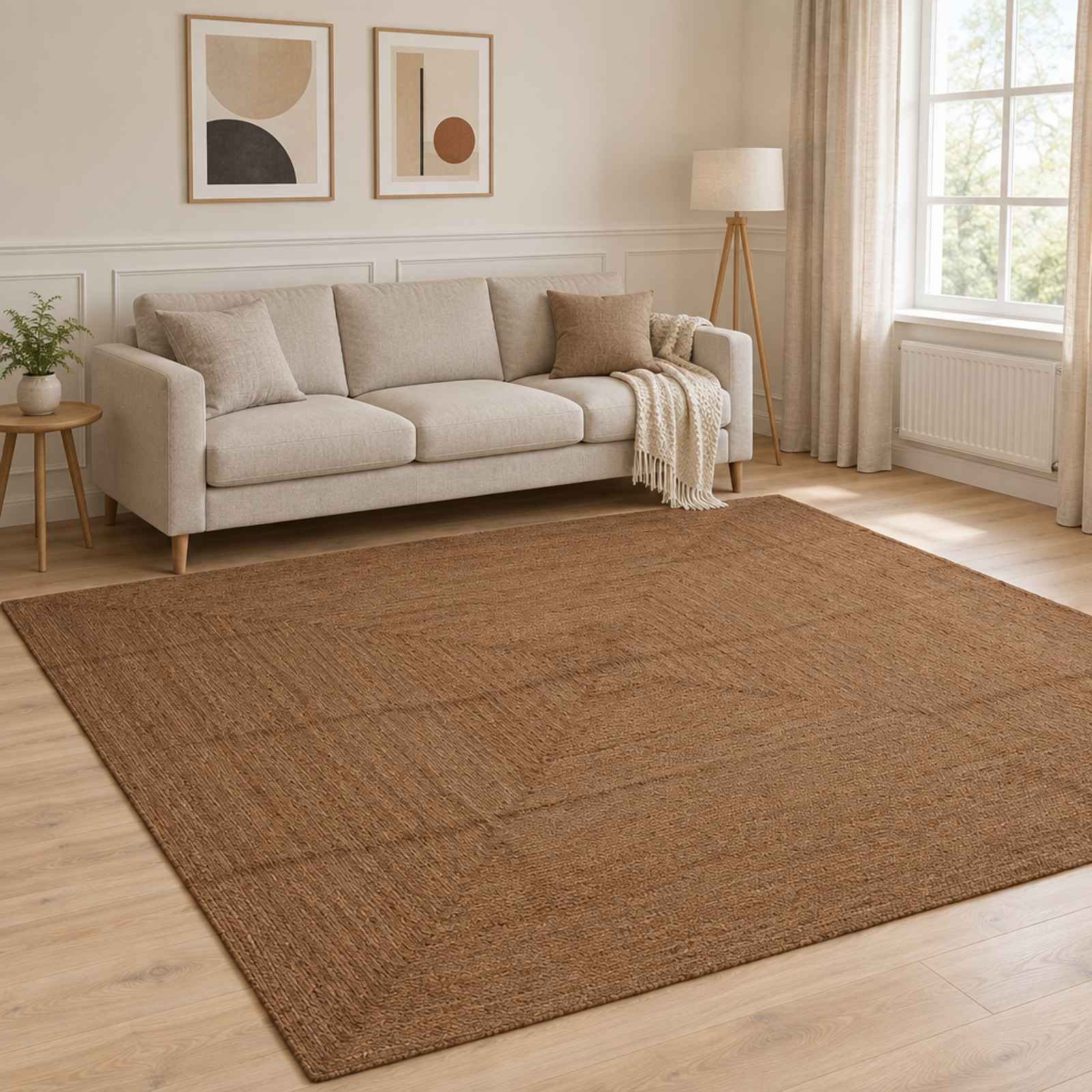 Területi szőnyeg Szürke 300 x 300 cm Juta