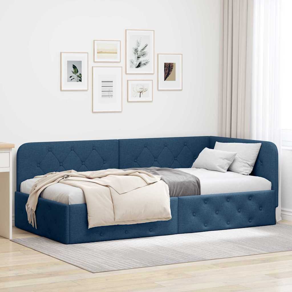Sarokágy keret Kék 90 x 200 cm szövet